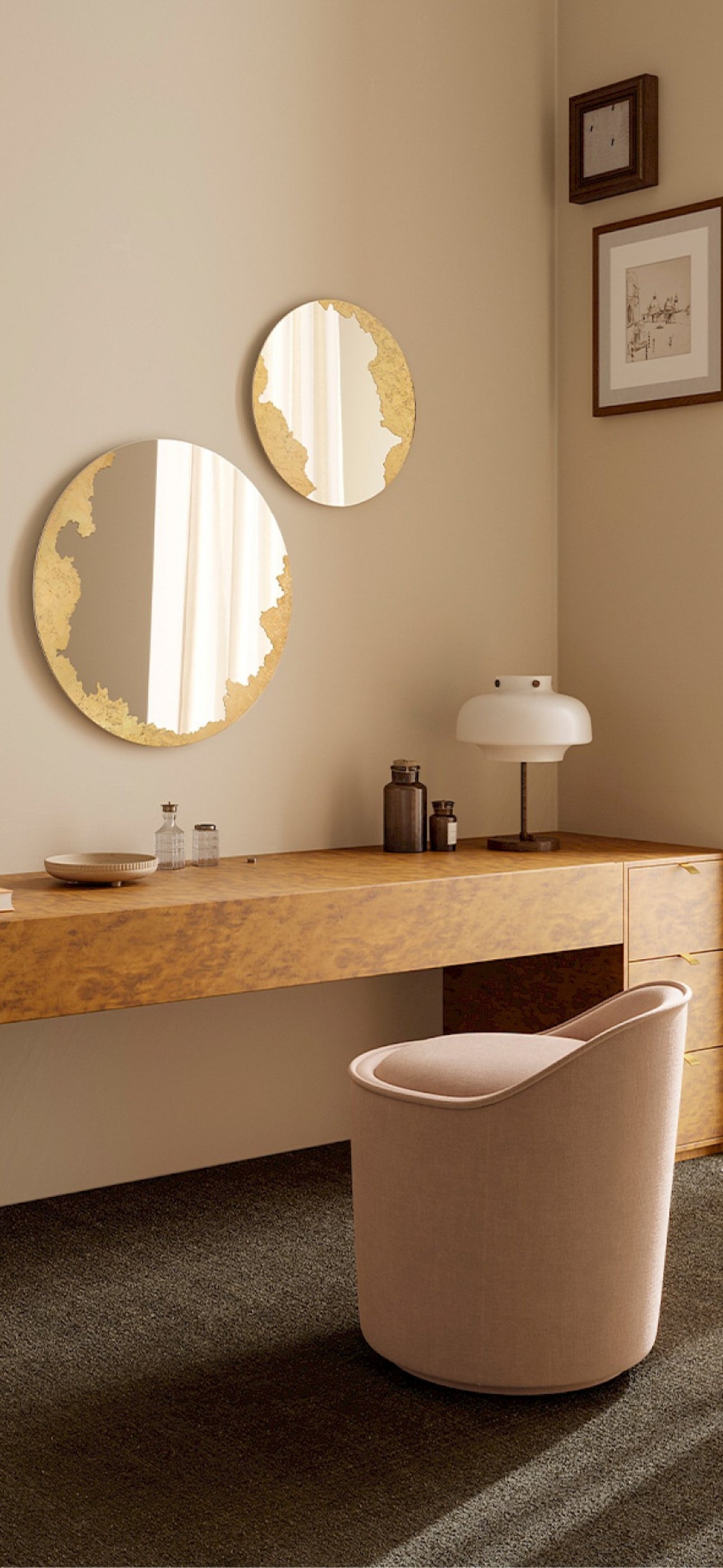 Ornato Round Gold Mirror | Unique Rotating Mirror
