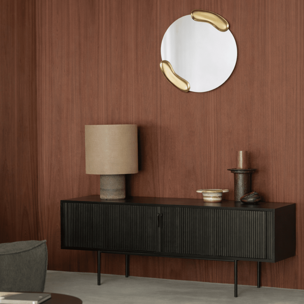 Calco Gold Round Mirror | 73cm Sculptured Gold Mirror Deknudt Mirrors 
