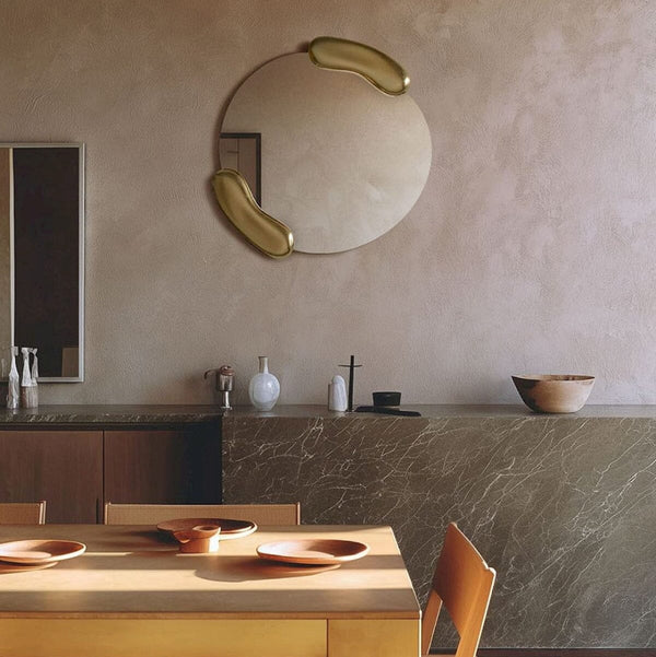 Calco Gold Round Mirror | 73cm Sculptured Gold Mirror Deknudt Mirrors 