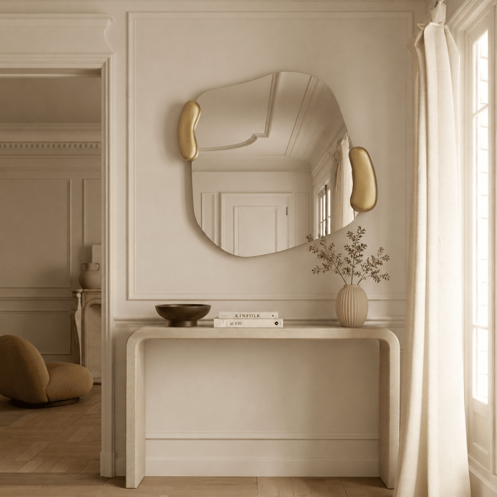 Calco Gold Square Mirror | 116cm Organic Shape Mirror Deknudt Mirrors 
