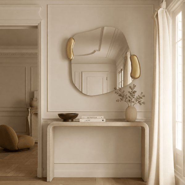 Calco Gold Square Mirror | 116cm Organic Shape Mirror Deknudt Mirrors 