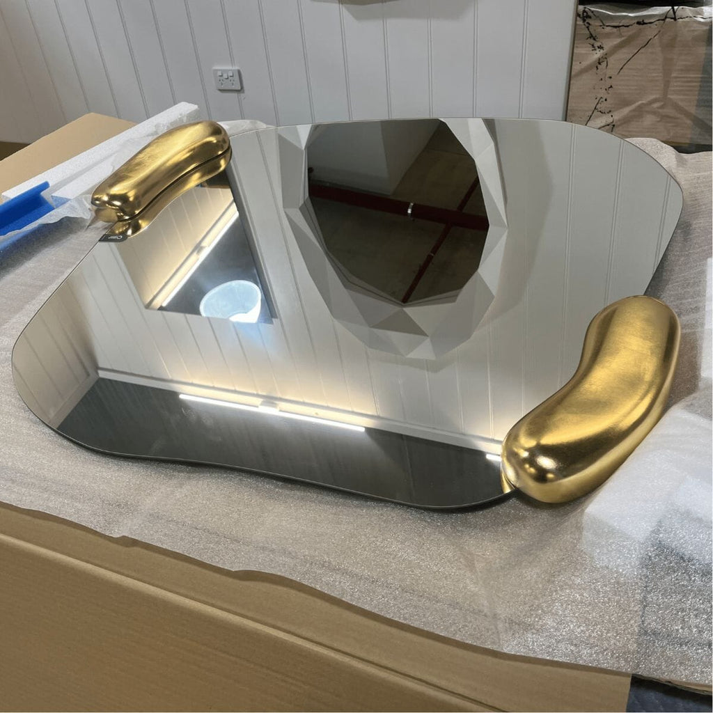 Calco Gold Square Mirror | 116cm Organic Shape Mirror Deknudt Mirrors 