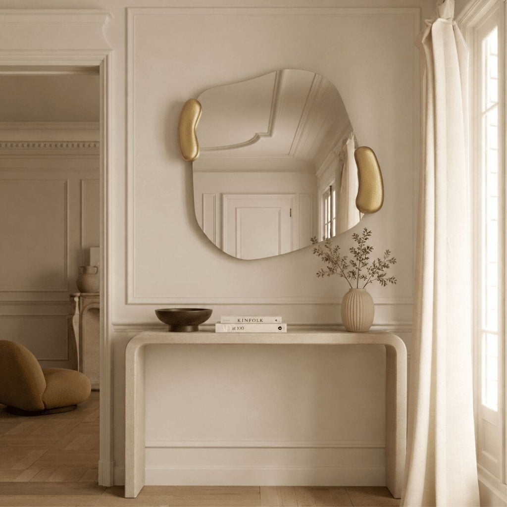 Calco Gold Square Mirror | 116cm Organic Shape Mirror Deknudt Mirrors 