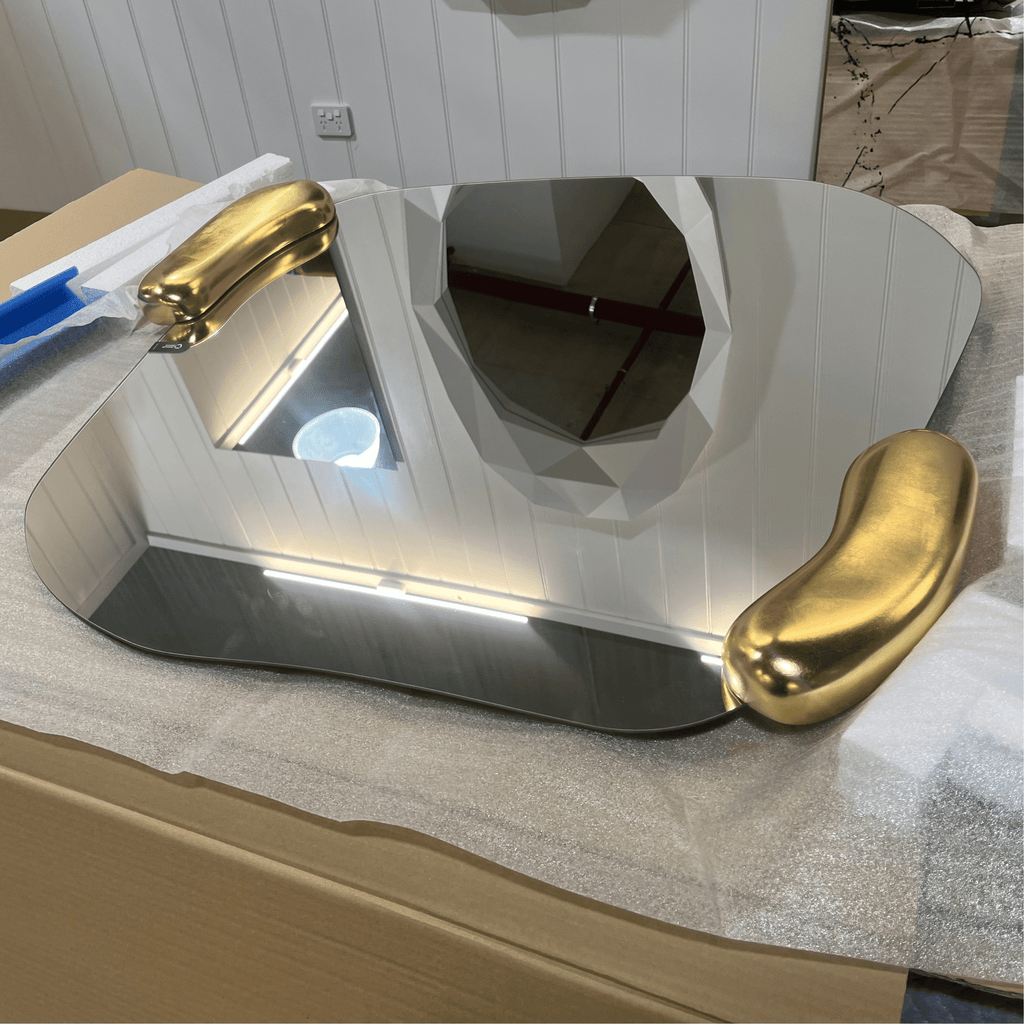 Calco Gold Square Mirror | 116cm Organic Shape Mirror Deknudt Mirrors 
