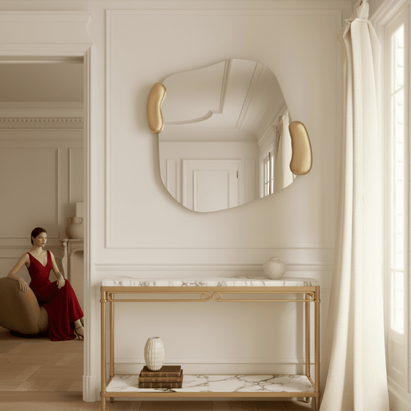 Calco Gold Square Mirror | 116cm Organic Shape Mirror Deknudt Mirrors 