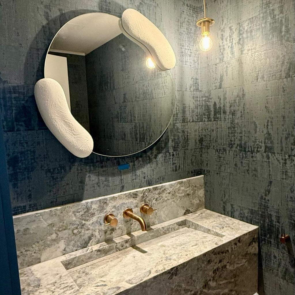 Calco White Round Mirror | 73cm Sculptural Elegance Mirror Deknudt Mirrors 