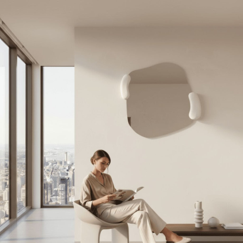Calco White Square Mirror | 116cm Organic Shape Mirror Deknudt Mirrors 