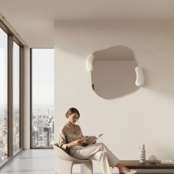 Calco White Square Mirror | 116cm Organic Shape Mirror Deknudt Mirrors 