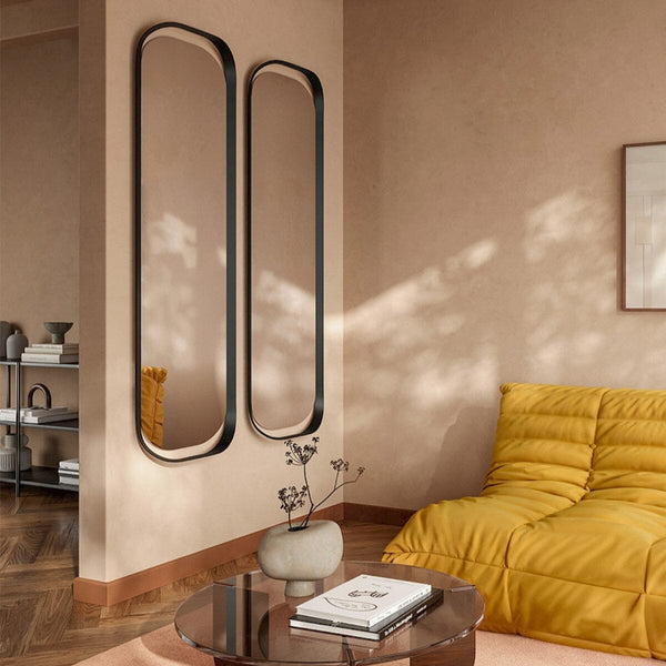 Calligra mirror, 168cm sculptural oval design, handcrafted in Belgium by Deknudt Mirrors