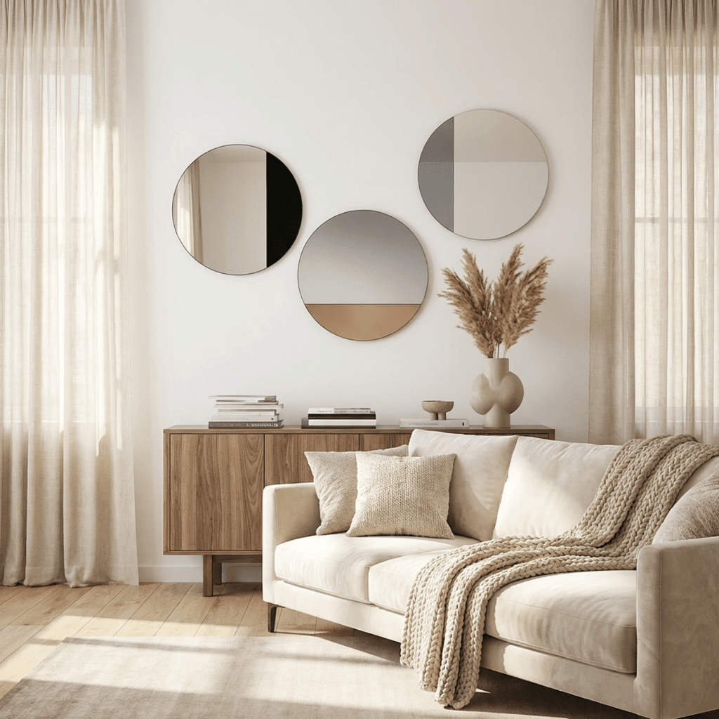 Cord M Mirror 3 Piece Bundle | 58cm Circular Mirrored Wall Art Mirror Deknudt Mirrors 