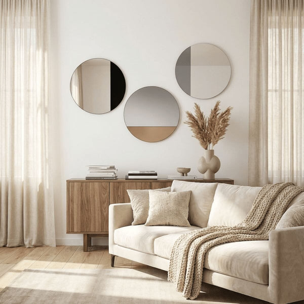 Cord M Mirror 3 Piece Bundle | 58cm Circular Mirrored Wall Art Mirror Deknudt Mirrors 