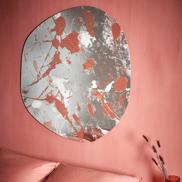 Floc mirror, 105cm cosmic art design, handcrafted in Belgium by Deknudt Mirrors