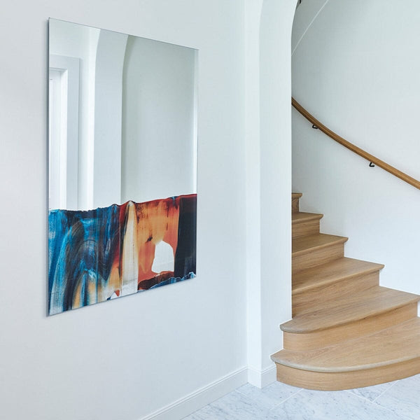Lava mirror, 120cm painterly reflective design, Belgian designer wall mirror by Deknudt Mirrors