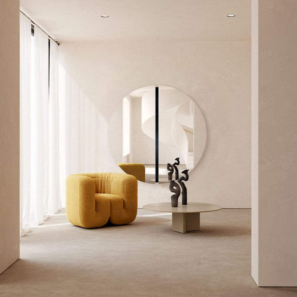 Luna Black Round Medium Mirror | 150cm Black Strip & Semi-Moon Design Mirror Deknudt Mirrors 