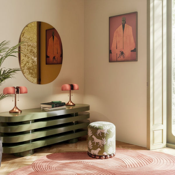 Oval Bronze medium mirror, 106cm oval designer mirror, Belgian-made by Deknudt Mirrors