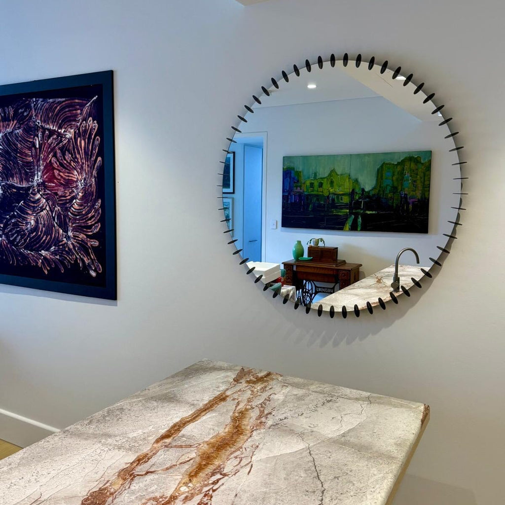 Ray Black Mirror | Geometric Disc Frame Mirror Deknudt Mirrors Large 