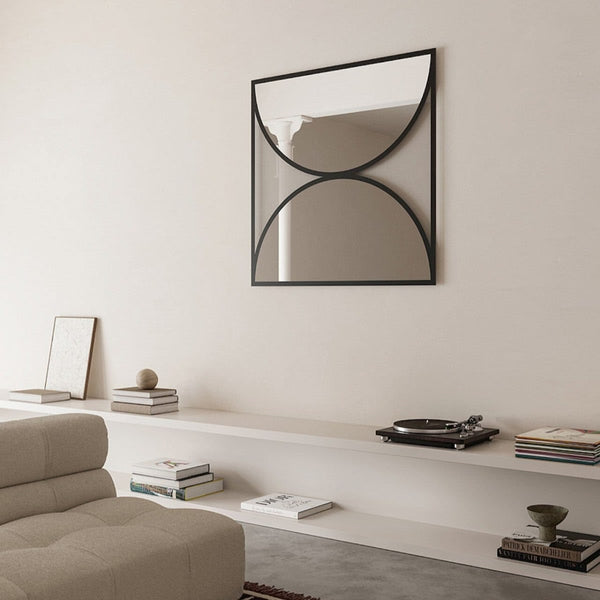 Tempo mirror, 90cm flowing hourglass design, Belgian designer wall mirror by Deknudt Mirrors