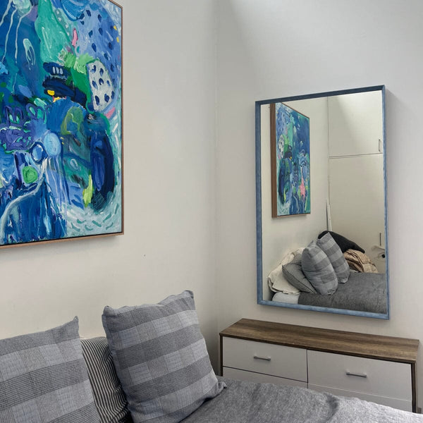 Velvet Blue Rect Mirror Mirrors Deknudt Mirrors 