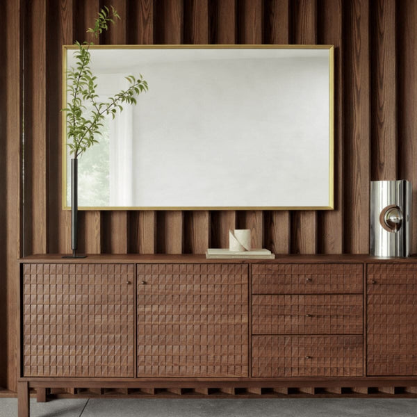 Velvet Green Rectangle Mirror | 150cm Retro Velvet Design Mirror Deknudt Mirrors 