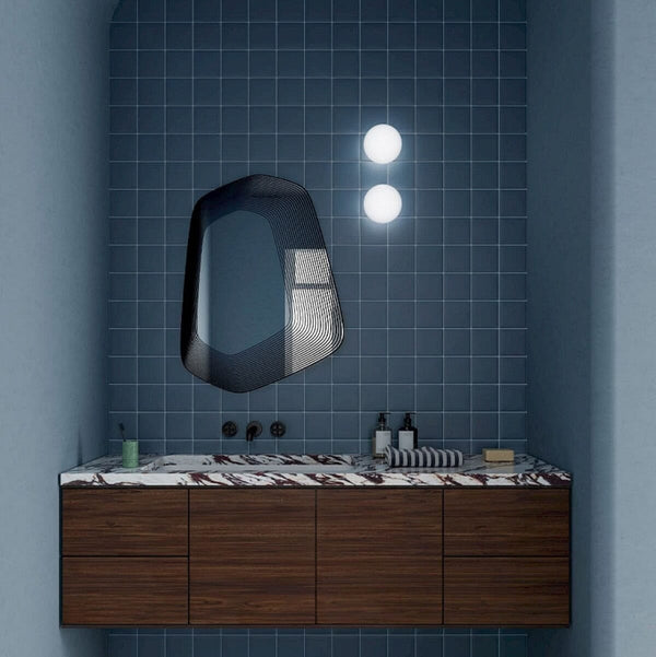 Vibe Black mirror, 80cm retro mirrored wall art, handcrafted in Belgium by Deknudt Mirrors