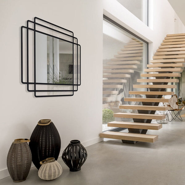 Contour mirror, 92cm modern geometric silhouette, Belgian designer wall mirror by Deknudt Mirrors