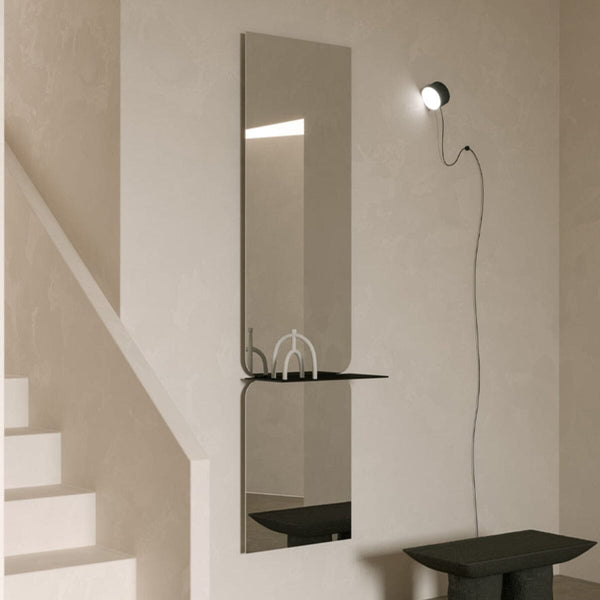 Taille mirror, 180cm floor-length design with display shelf, Belgian-made by Deknudt Mirrors